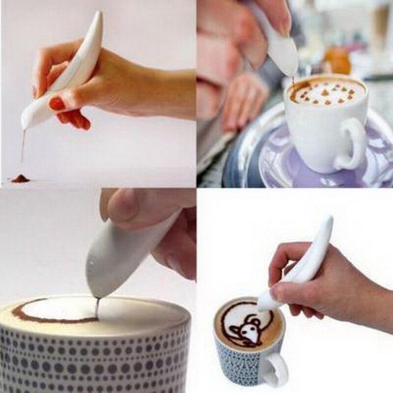 TuTuYa Latte Art Pen, White Spice Pen Electric Coffee Pen for Latte & Food  DIY, Works with Cinnamon, Salt, White sugar, Fine Coffee Grinds, Powered by
