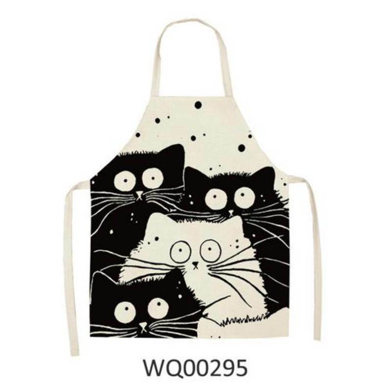 Cat Print Linen Apron