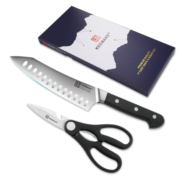  KEEMAKE Santoku Knife Set of 2pcs, Japanese Chef Knife