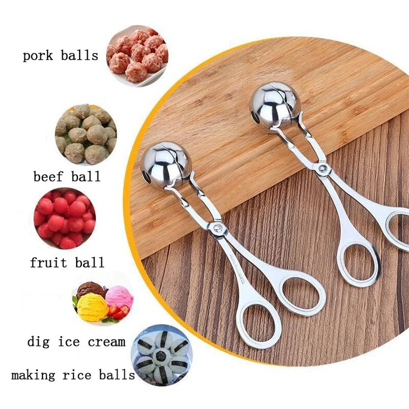 2pc Stainless Steel Meatball Tongs, Meatball Scoop Ball Maker, Cake Stick  Maker Meatball Maker Melon Ball Maker Biscuit Scoop Cake Rice Dough Ice  Tong